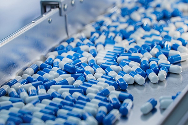 Collection of blue and white pills